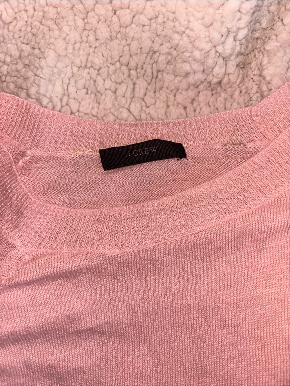 J.Crew 100% Linen Pink Crewneck Sweater Side Slits Size Large - Picture 3 of 5
